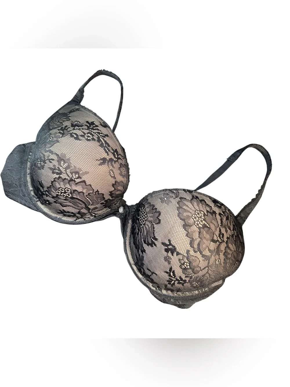 Victoria's Secret Black Tan Floral Lace Push-Up Bra36D